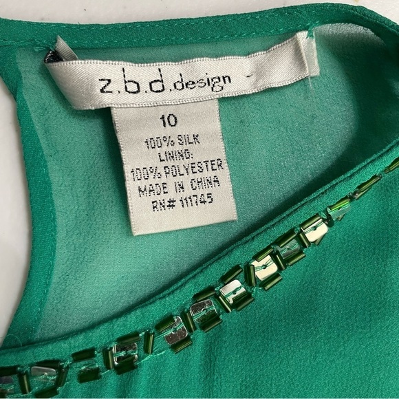 Z.b.d design Green blouse with bead and sequin emblishments size 10 - Picture 8 of 10
